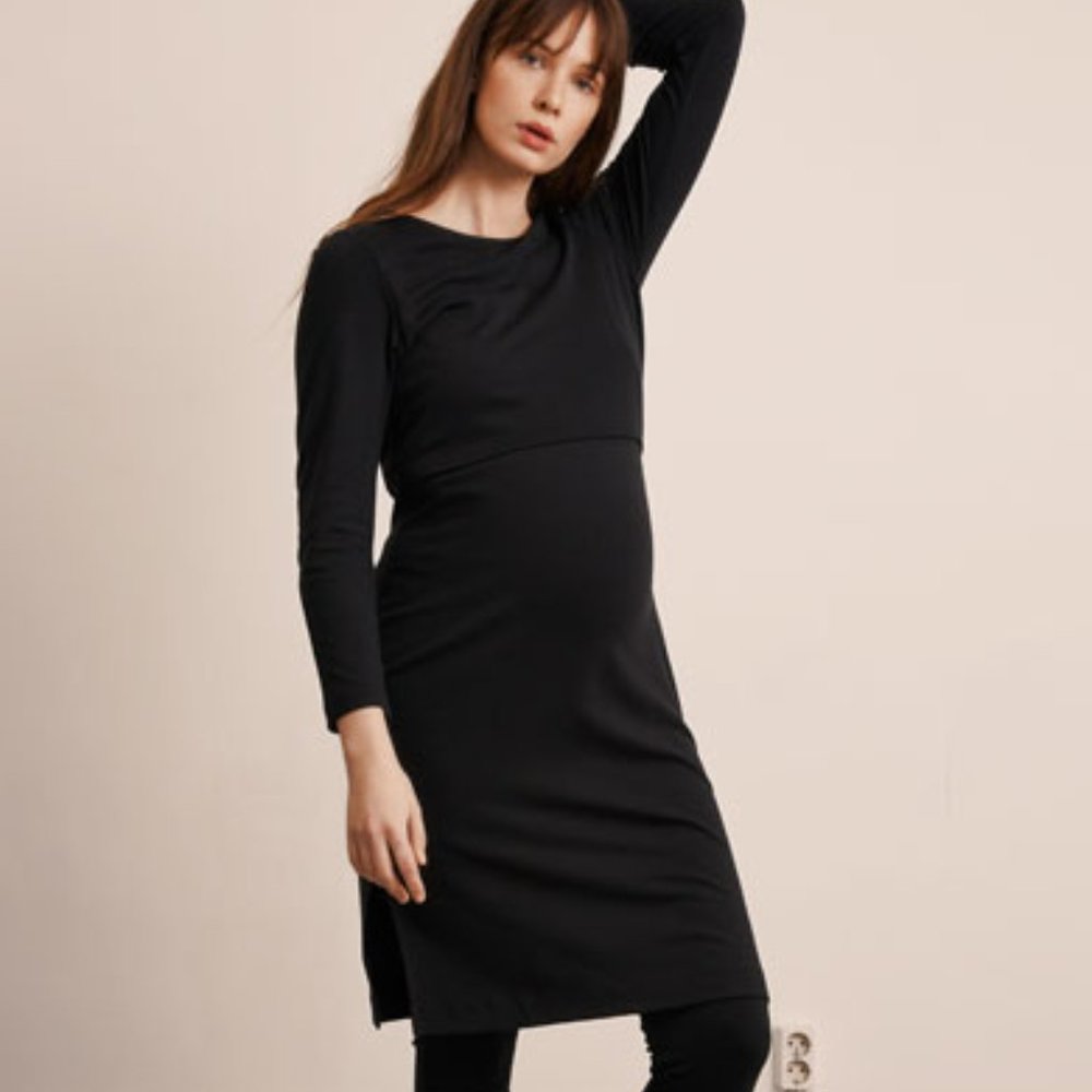 Boob maternity/nursing long-sleeved dress, black
